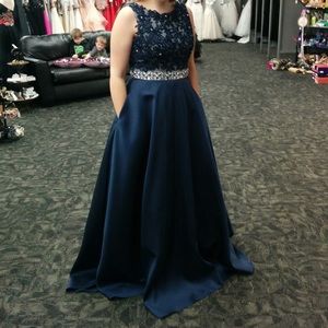 Navy Blue Long Prom Dress
